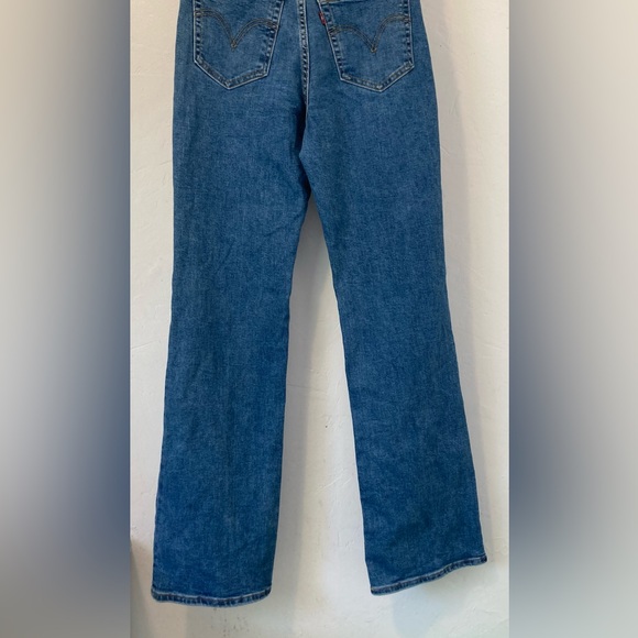 Levi's Jeans Women 28 Ribcage Bootcut Blue Button Fly High Rise Flare Stretch - Picture 6 of 10